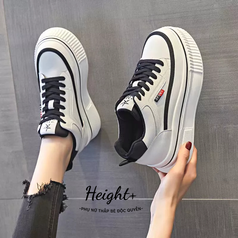 【Height+】Giày Thể Thao Vải Canvas Đế Dày 7cm Tăng Chiều Cao Thời Trang Mùa Thu Cho Nữ