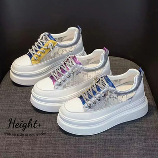 Giày sneaker đế dày 6cm tăng chiều cao thời trang mùa hè 2023 cho nữ