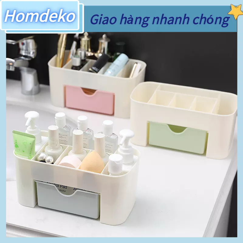 Kệ đựng mĩ phẩm kiểu mới siêu tiện dụng, Bàn làm việc đa chức năng Máy tính để bàn Ngăn kéo tổ Văn phòng phẩm Giá đỡ Hộp đựng đồ trang điểm Nhà Homdeko K.