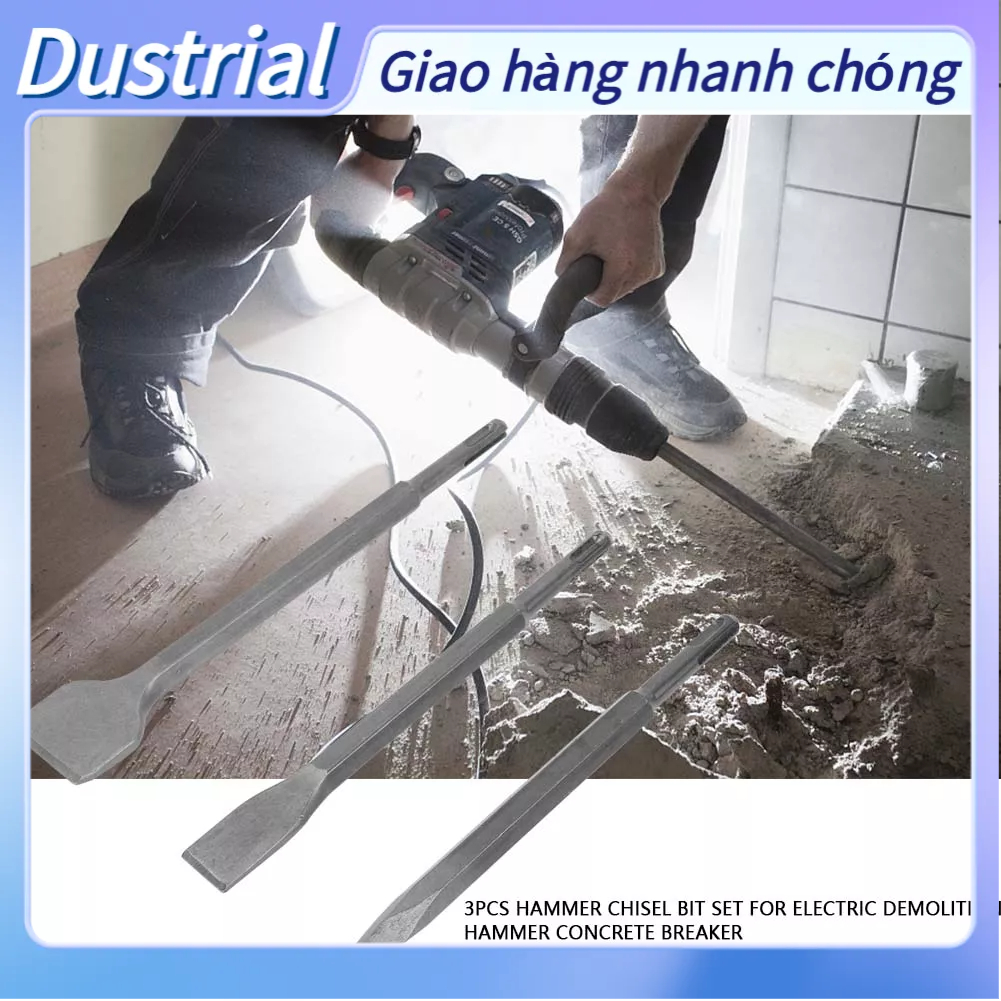 Bộ 3 mũi đục búa dùng cho máy cắt bê tông phá hủy điện Dustrial H.