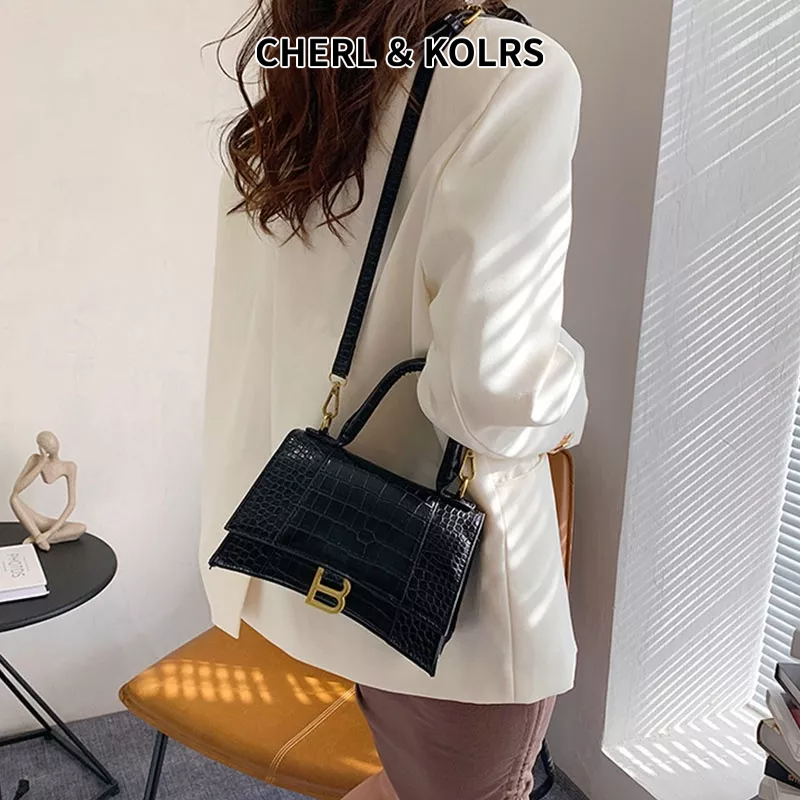 Túi xách đeo chéoCHERLKOLRS Ck họa tiết da cá sấu thời trang cho nữ