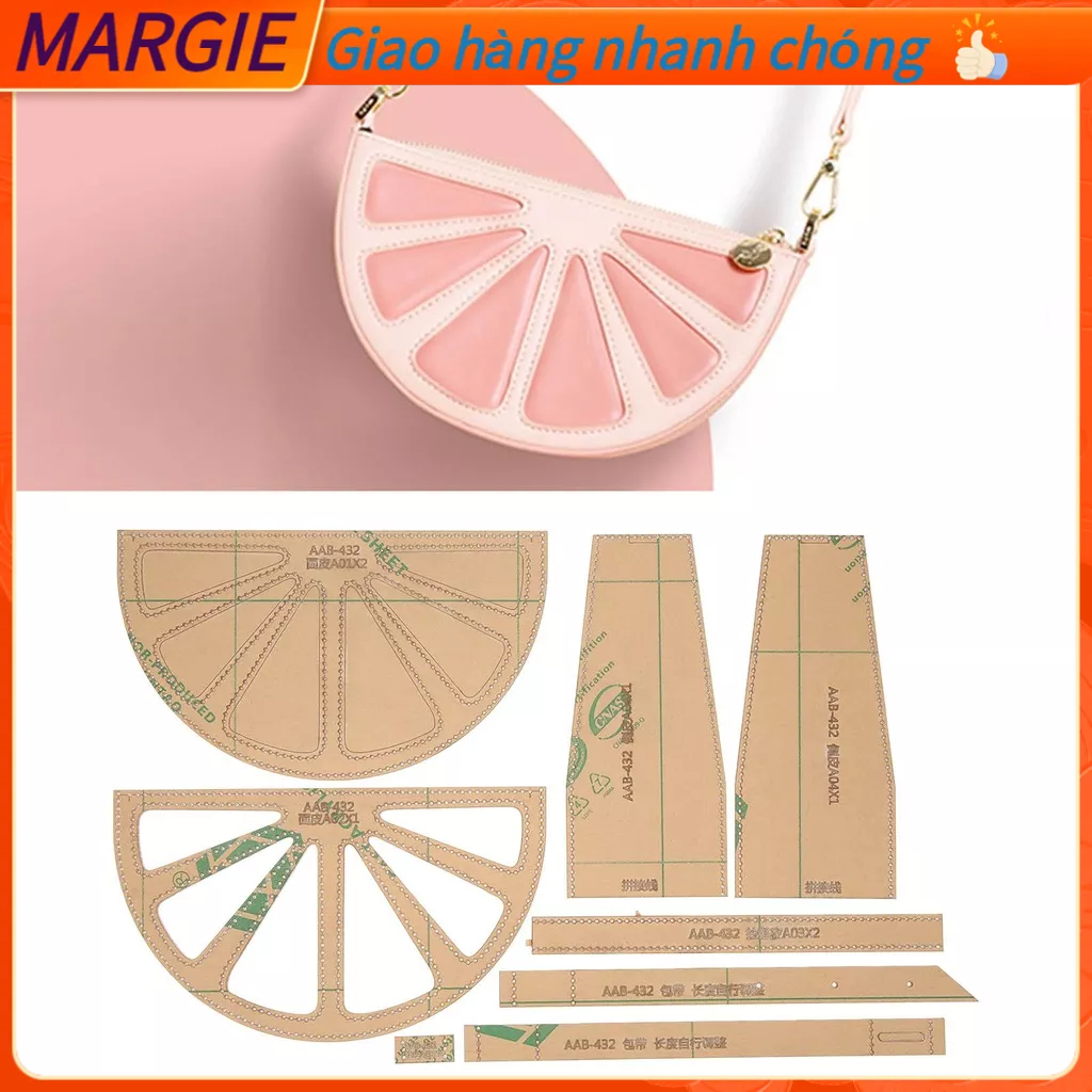 MARGIE 8 Chiếc Acrylic Túi Đeo Vai Hoa Văn Stencil Bản Mẫu Da Thủ Công Tự Làm Dụng Cụ Cho Đơn