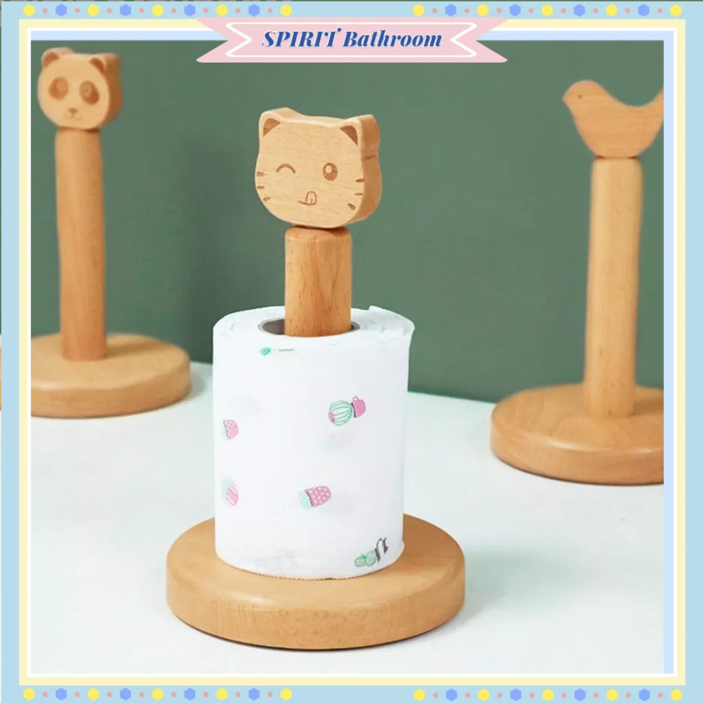 SPIRIT Bathroom Giá đỡ khăn giấy bằng gỗ Động vật dễ thương Hình dạng ăn trên mặt vệ sinh cửa hàng cho phòng ngủ nhà bếp