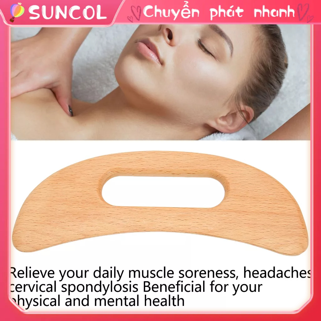bảng cạo, cạo mát xa cổ, Gua Sha Ban Gỗ Gờ Miễn Giảm Đau Nhức Đa Năng Cạo Dụng Cụ Massage Cho Mặt Lưng Chân SUNCOL