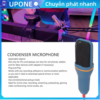 Upone máy tính để bàn micro điện dung 3.5mm chuyên nghiệp thu âm cho laptop thoại di động bảng