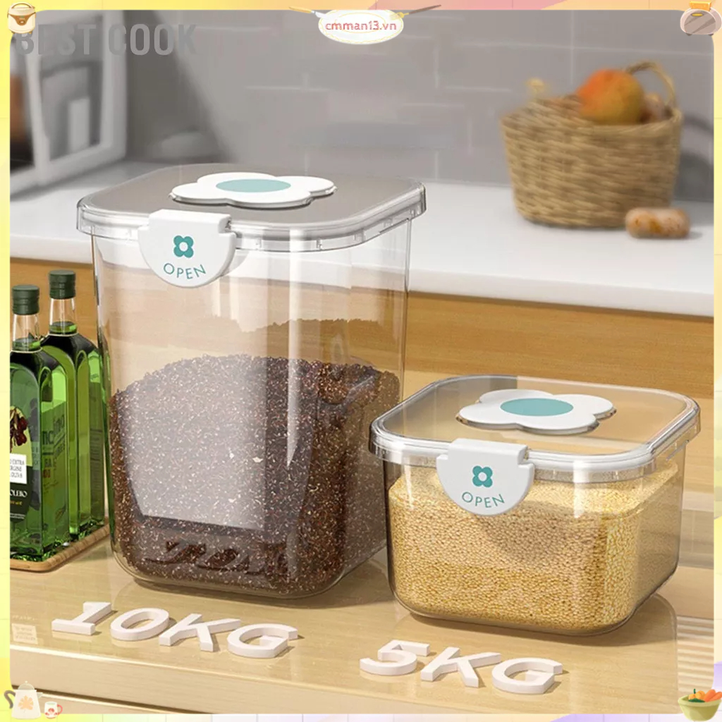 Best cook Hộp Đựng Gạo Thực Phẩm Hạt Kín Hơi Trong Suốt Có Nắp Cho Nhà Bếp Gia Đình cmman13.vn