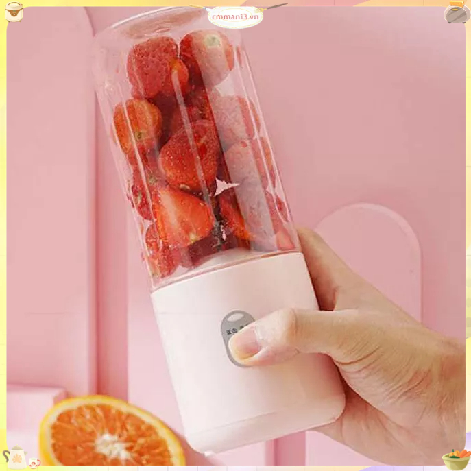 Best cook Máy Ép Trái Cây Di Động 500Ml Mini Hồng 6 Lưỡi Lá Sạc USB Làm Nước Rau Củ