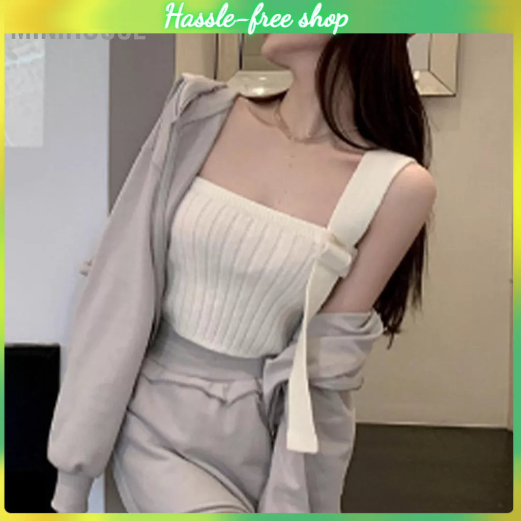 MiniHouse Áo Crop Top Màu Trơn Thời Trang Tank Nữ Cho Mùa Hè Hẹn Hò Mua Sắm Hàng Ngày