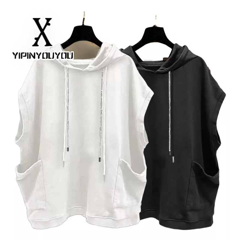 Áo hoodie YIPINYOUYOU không tay nhiều túi thời trang mùa hè cho nam
