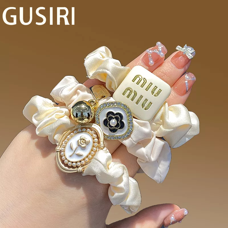 GUSIRI Dây Cột Tóc Cao Su Co Giãn Đính Ngọc Trai Thời Trang Mùa Hè Đơn Giản Dành Cho Nữ