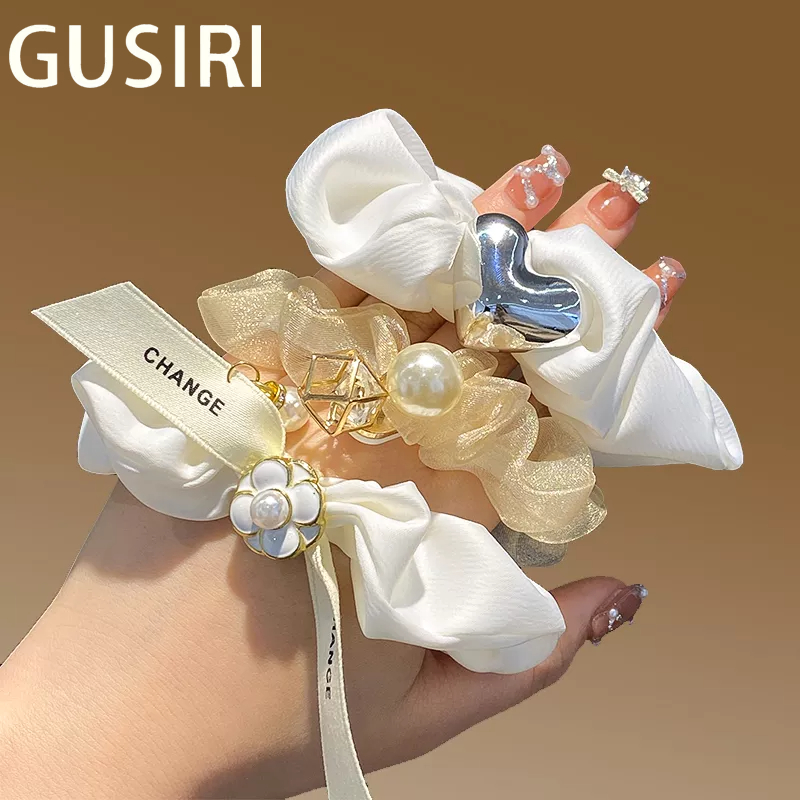 GUSIRI Dây Cột Tóc Cao Su Co Giãn Đính Ngọc Trai Thời Trang Mùa Hè Đơn Giản Dành Cho Nữ