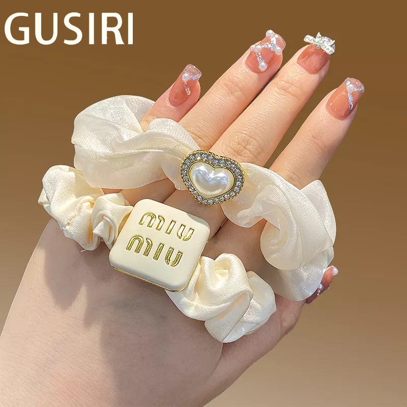 GUSIRI Dây Cột Tóc Cao Su Co Giãn Đính Ngọc Trai Thời Trang Mùa Hè Đơn Giản Dành Cho Nữ