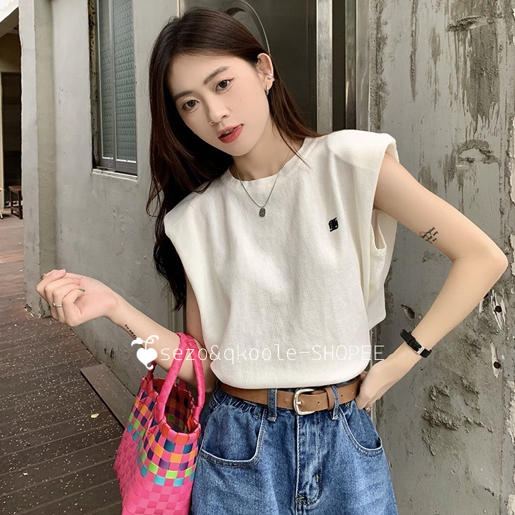 QKOOLE Áo Thun Nữ Cộc Tay Cổ Tròn Phong Cách Hàn Quốc