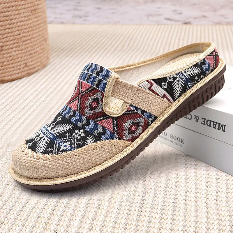 Giày Lười Vải Lanh Thoáng Khí Phong Cách Dân Tộc Mới Cho Nữ