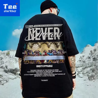 Áo nam Tay Ngắn Màu Trắng Đen In Chữ Plus Size M-5XL