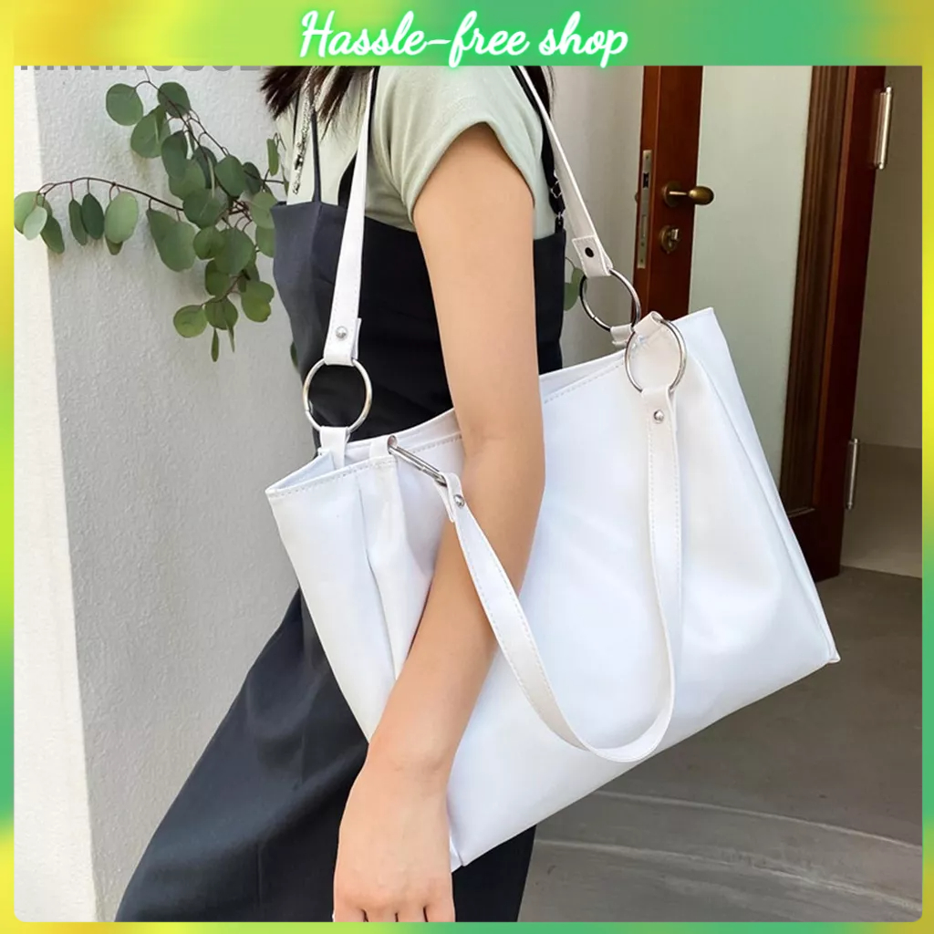 MiniHouse Phụ Nữ Túi Tote Da PU Công Suất Lớn Laptop Ví Xách Đi Học Đeo Vai