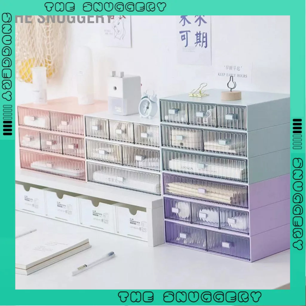 The Snuggery Ngăn kéo máy tính để bàn Tổ chức chống nước Nhựa bụi Kết hợp DIY Nhiều lớp Hộp đựng ngăn có thể xếp chồng lên nhau