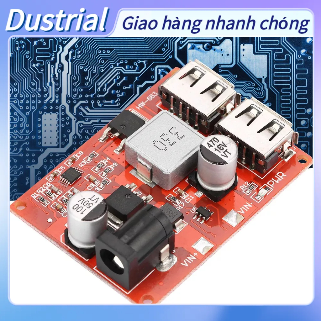 Dustrial Cổng USB Đôi 6-40V Bước xuống Mô-đun nguồn ổn định điện áp 5V 3A cho Điện thoại Máy tính bảng