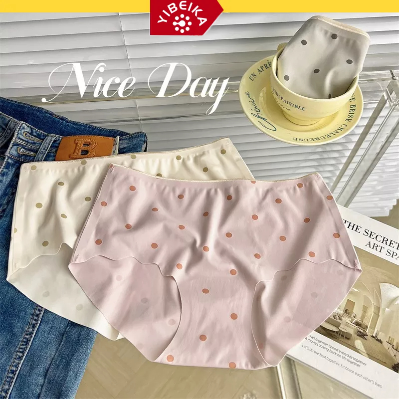 Quần Lót Lụa Cotton Nguyên Chất Kháng Khuẩn Không Đường May Họa Tiết Chấm Bi Dễ Thương Phong Cách Nhật Bản