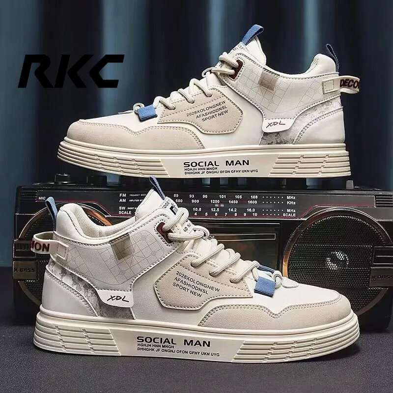 🔥Giày sneaker nam🔥Giày Thể Thao Cổ Cao Đế Bằng Phong Cách Mới Hợp Thời Trang Cho Nam RKC333