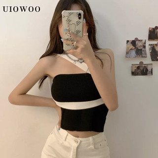 Uiowoo Áo Ống Hai Dây Phối Màu Tương Phản Quyến Rũ Mùa Hè Nóng Bỏng Cho Nữ