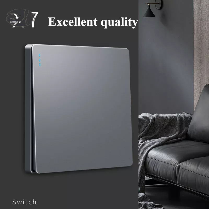 Ermo Ổ Cắm Điện Gắn Tường 10A Bằng Nhựa Màu Xám Dạ Quang 86 Loại ERMO