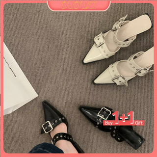 Dép sandal bít mũi đế thấp thời trang cho nữ