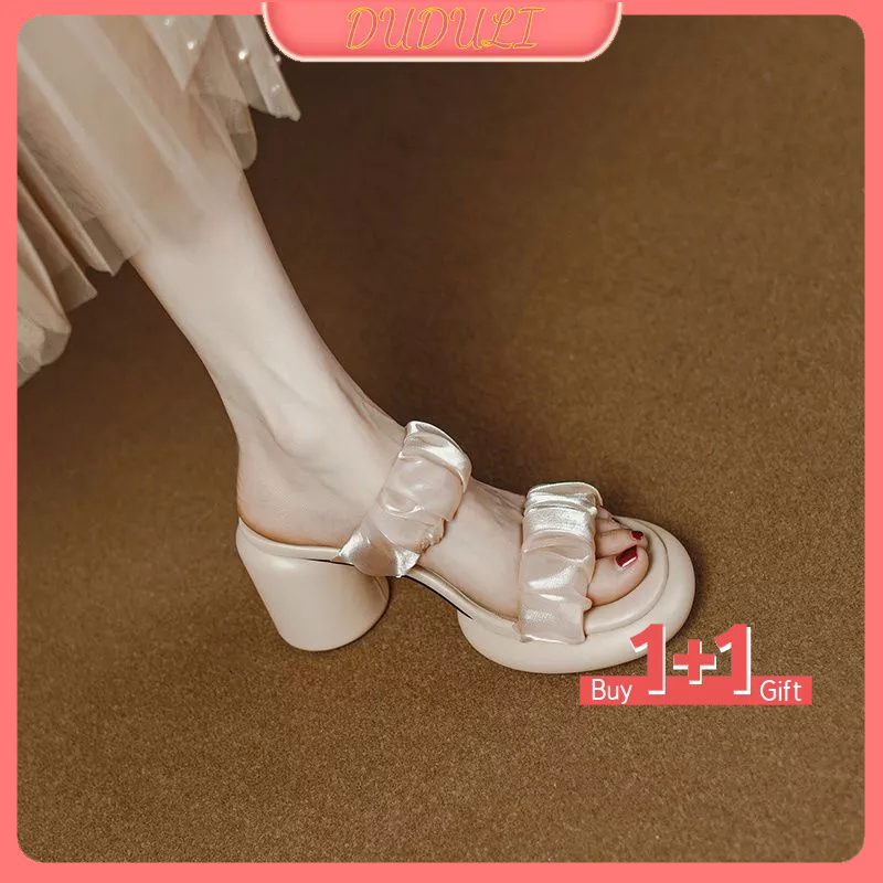 Giày Sandal Cao Gót Mũi Tròn Thời Trang Dành Cho Nữ