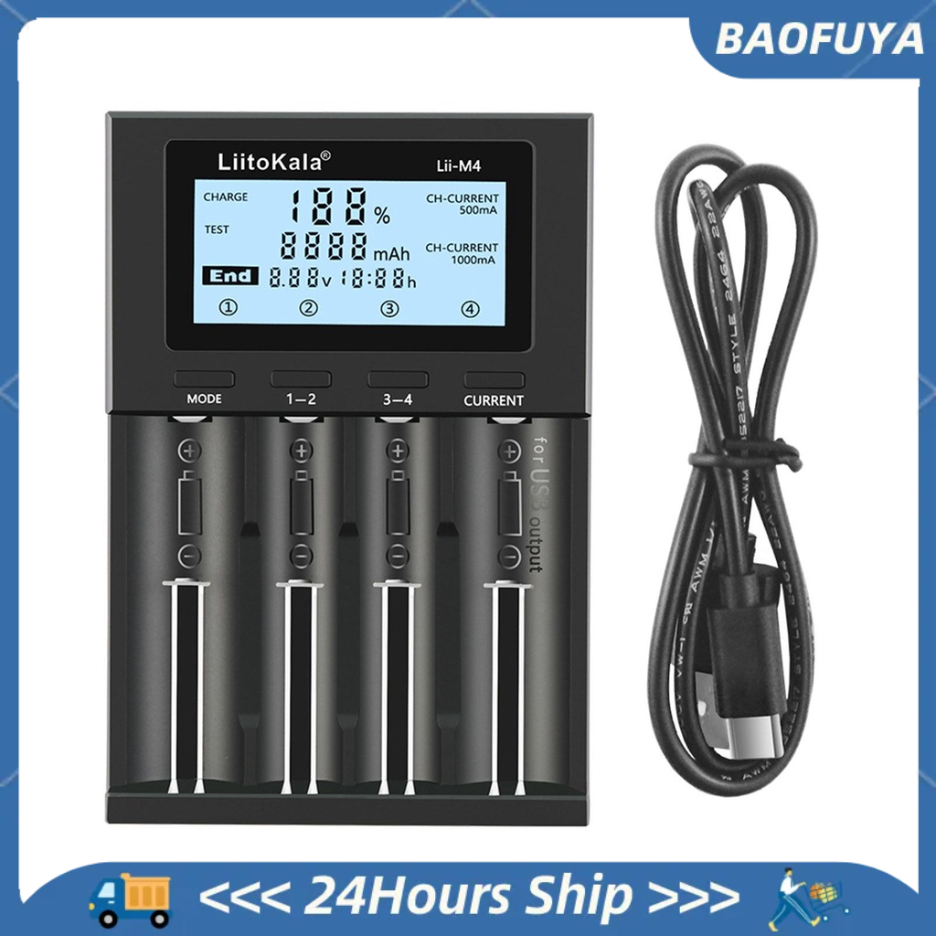 Bộ Sạc Pin Liitokala Lii-M4 4 Ngăn Có Màn Hình Lcd Cho 18650 26650 14500 Aa Aaa Lithium Nimh