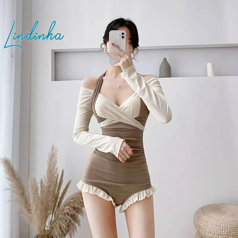 Hàng Mới Về Đồ Bơi Một Mảnh Tay Dài Che Bụng Chống Nắng Chống Nổ Ôm Dáng Phong Cách Mùa Hè Mát Mẻ Cho Nữ