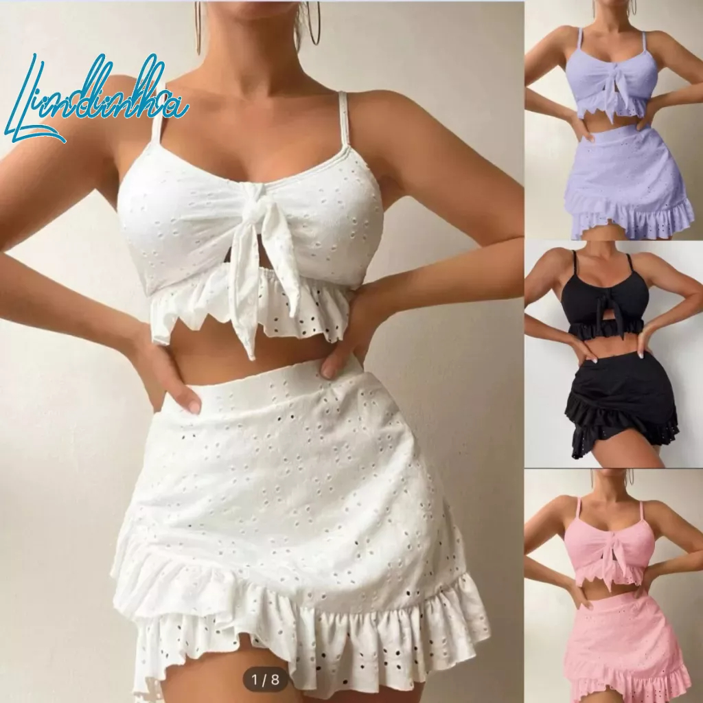 Bộ Đồ Bơi Ba Mảnh Màu Trơn Nâng Ngực Phong Cách Châu Âu Cho Nữ