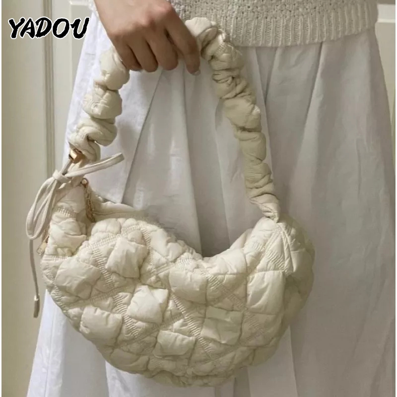 Yadou carlyn Túi đeo dưới cánh tay Kiểu Bong Bóng Xếp Ly Đơn Giản Dễ Phối Đồ Phong Cách Hàn Quốc