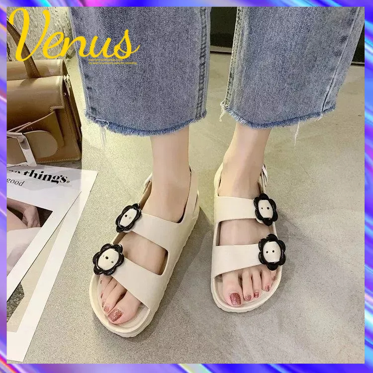 Xăng đan Đi Biển Đế Phẳng 122 Họa Tiết Hoa Trái Tim Phong Cách La Mã Mới Cho Nữ