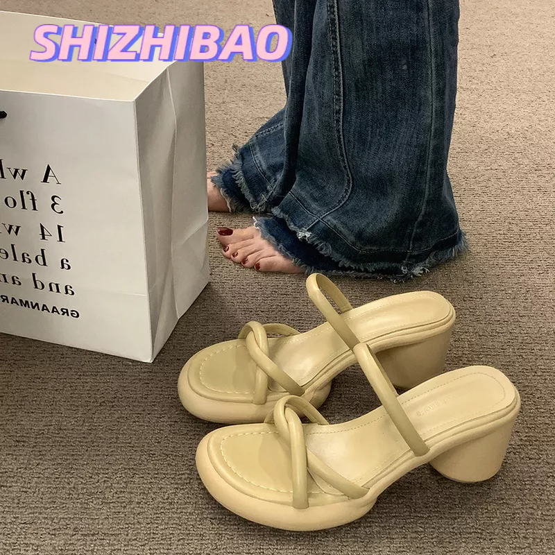 Giày sandal SHIZHIBAO cao gót hở ngón thời trang trẻ trung dành cho nữ