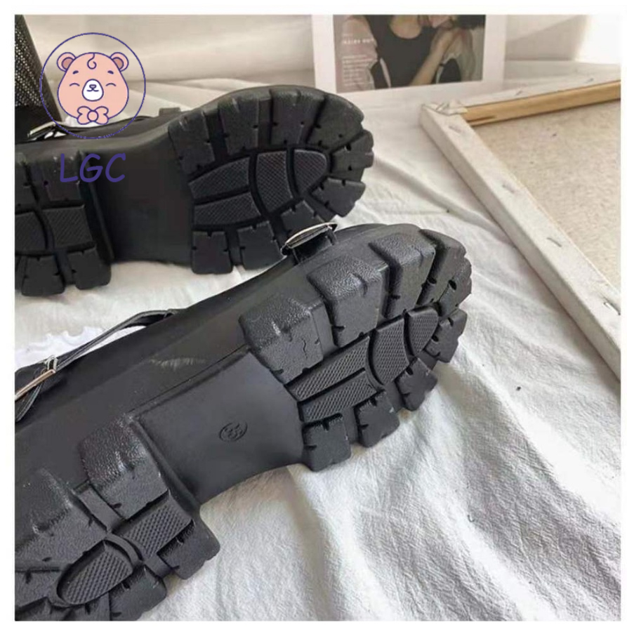 Giày da mũi tròn đế dày phong cách Lolita Nhật Bản cho nữ