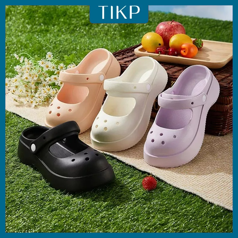 Tikp Giày nữ Tikp Sandals nữ màu dày đế chống trượt rỗng thoải mái kích thước 36-41