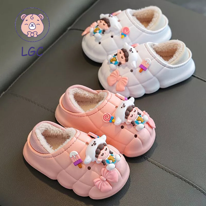 Dép Cotton Đế Dày Chống Trượt Chống Thấm Nước Cho Ba Mẹ Và Bé