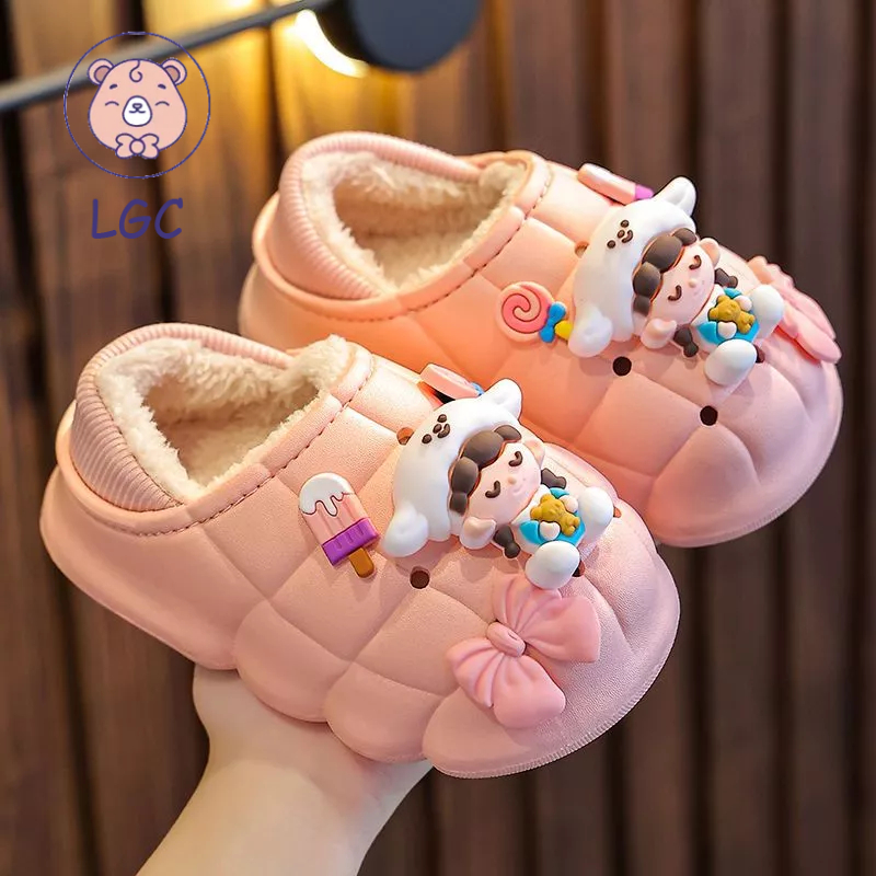 Dép Cotton Đế Dày Chống Trượt Chống Thấm Nước Cho Ba Mẹ Và Bé