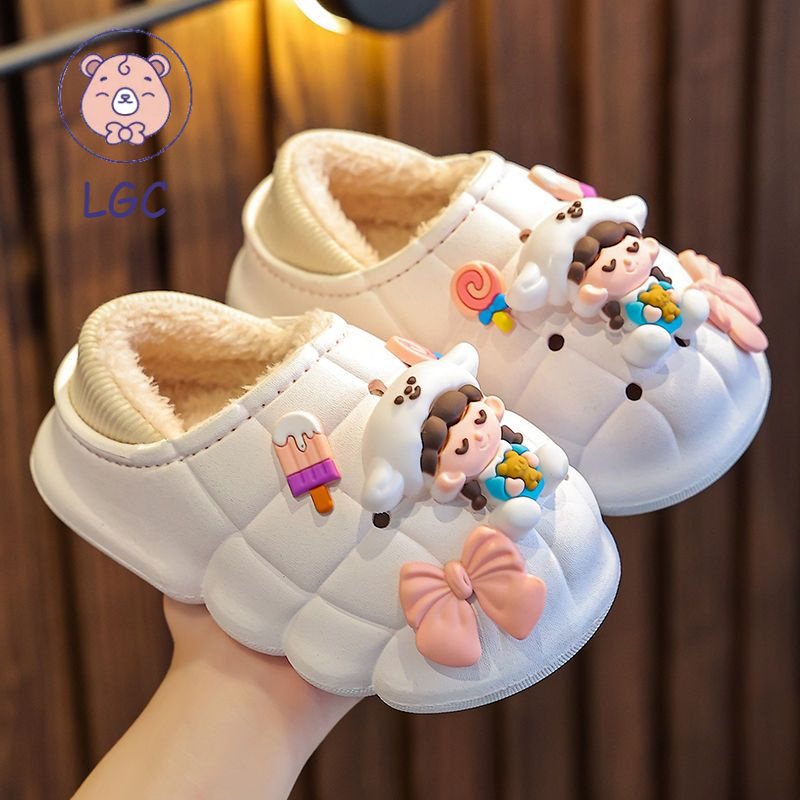 Dép Cotton Đế Dày Chống Trượt Chống Thấm Nước Cho Ba Mẹ Và Bé