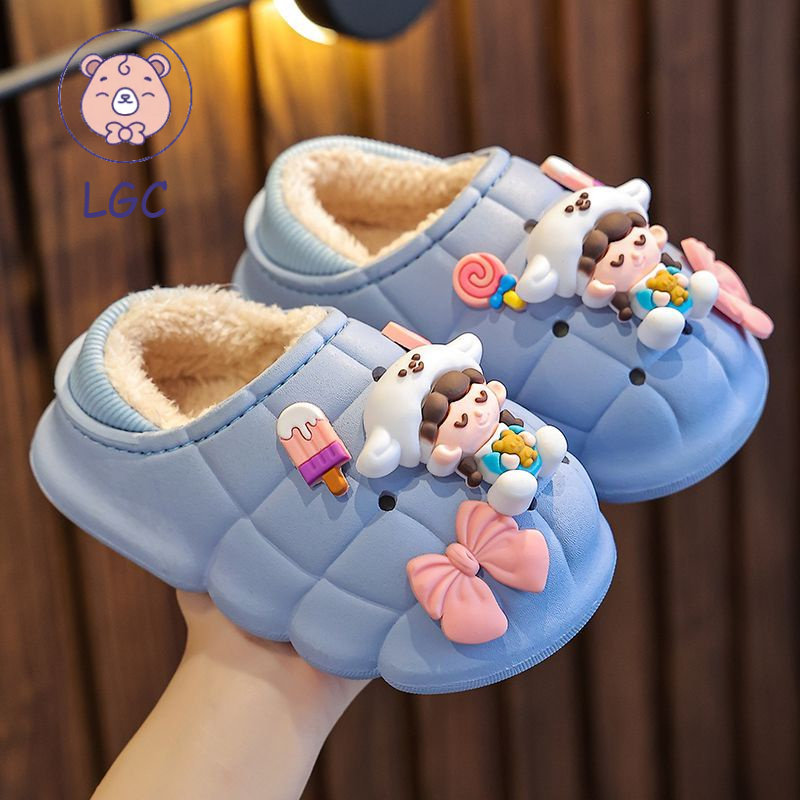 Dép Cotton Đế Dày Chống Trượt Chống Thấm Nước Cho Ba Mẹ Và Bé