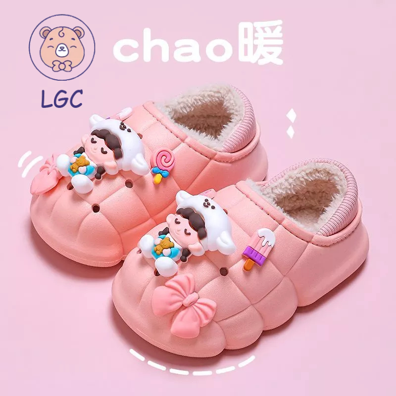 Dép Cotton Đế Dày Chống Trượt Chống Thấm Nước Cho Ba Mẹ Và Bé