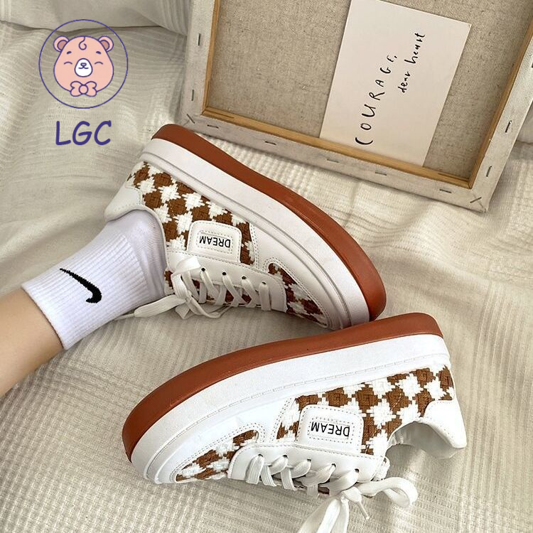 Giày thể thao canvas màu trắng phong cách thời trang xuân thu dành cho nữ 2022