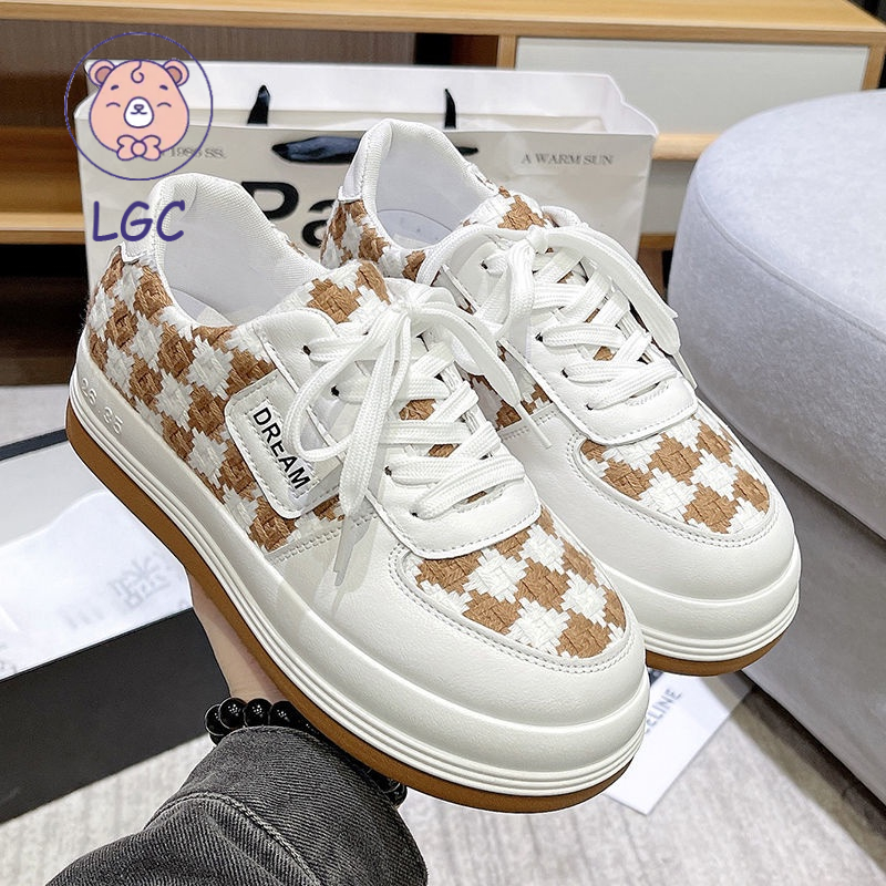 Giày thể thao canvas màu trắng phong cách thời trang xuân thu dành cho nữ 2022