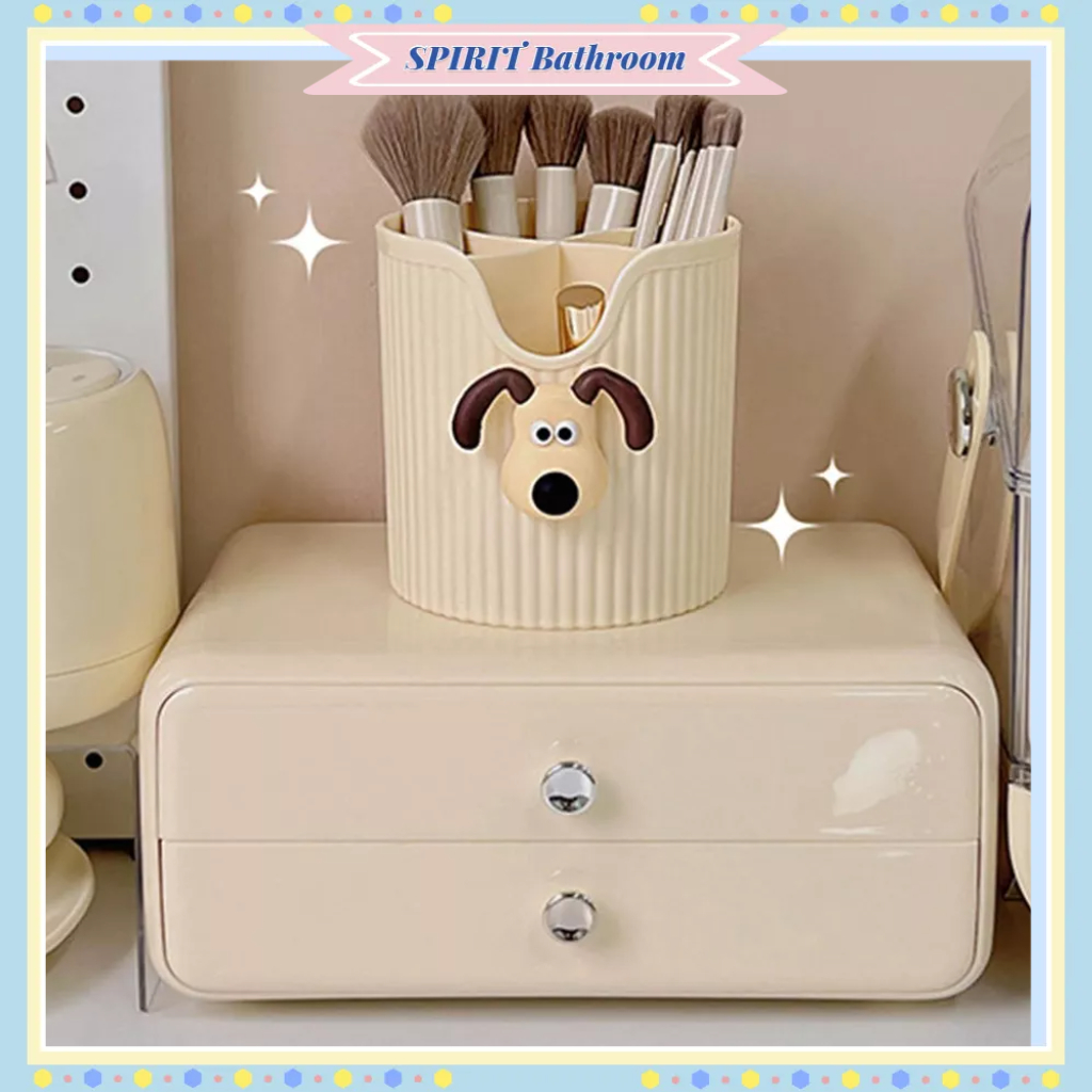 SPIRIT Bathroom Để Bàn Bút Chì Đựng 4 Ngăn Công Suất Lớn Dễ Thương Đồ Dùng Học Tập Cọ Trang Điểm Người Tổ Chức