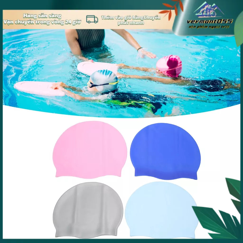 Vermont055 2 Chiếc Mũ Bơi Chống Rách Thoải Mái Silicone Bền Dành Cho Nữ Người Lớn Thanh Niên Trẻ Em
