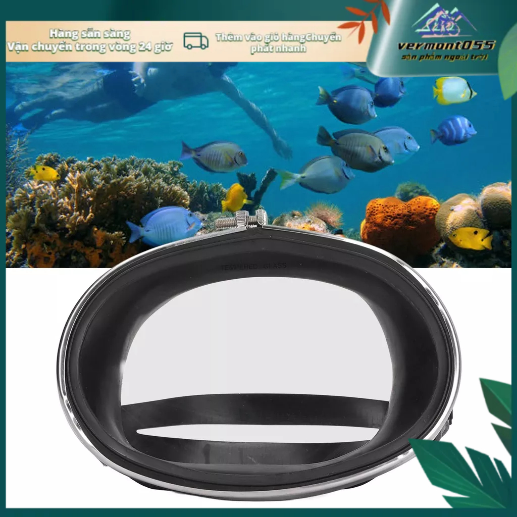 Vermont055 Giá Rẻ Kính Lặn HD Cường Lực PVC Hình Bầu Dục Chống Sương Mù Ống Đơn Cho Ngư Dân Đen