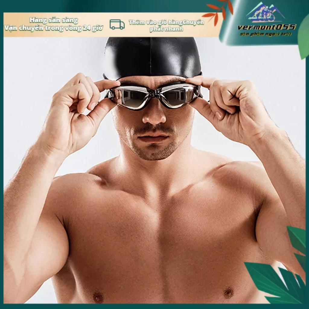 Vermont055 Bơi Tích Hợp Nút Tai Kính Kẹp Mũi Và Nón Unisex Chống Sương Mù Tia UV Thiết Bị Cho Lặn