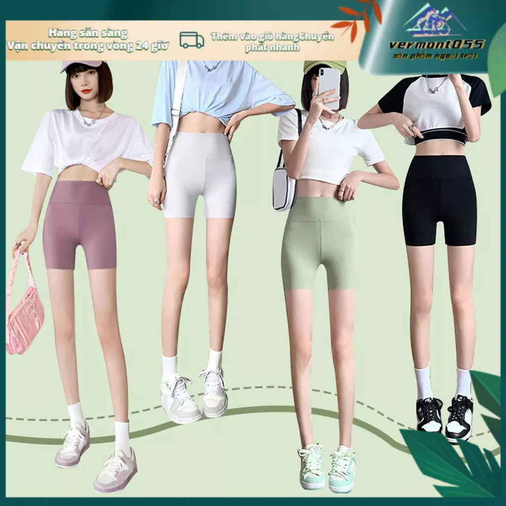 Vermont055 Quần Legging Nữ Mùa Hè Thời Trang In Chữ Thoáng Khí Co Giãn Cao Short Thể Thao Lưng