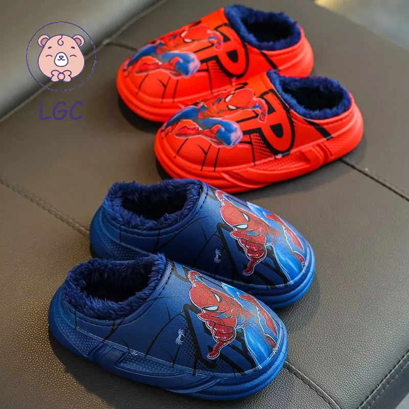 Dép Cotton Đi Trong Nhà Chống Trượt Hình Người Nhện Marvel Cho Bé