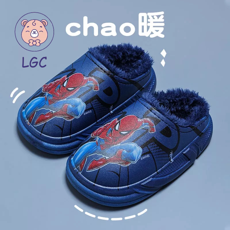 Dép Cotton Đi Trong Nhà Chống Trượt Hình Người Nhện Marvel Cho Bé